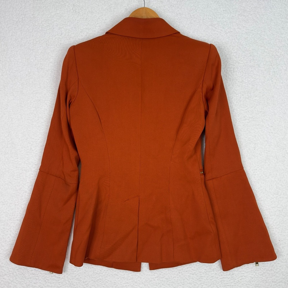 Ramy Brook Womens Blazer 0 Rust Orange Gold Zip Detail Flare Sleeve Jacket - Picture 13 of 16
